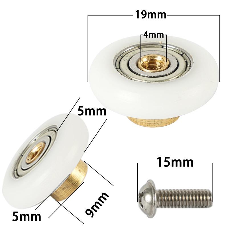 4 Stück Duschkabinen-Rollen Läufer Räder Ersatzteil Badezimmer Glas Schiebe-Duschkabine (19mm -27mm)