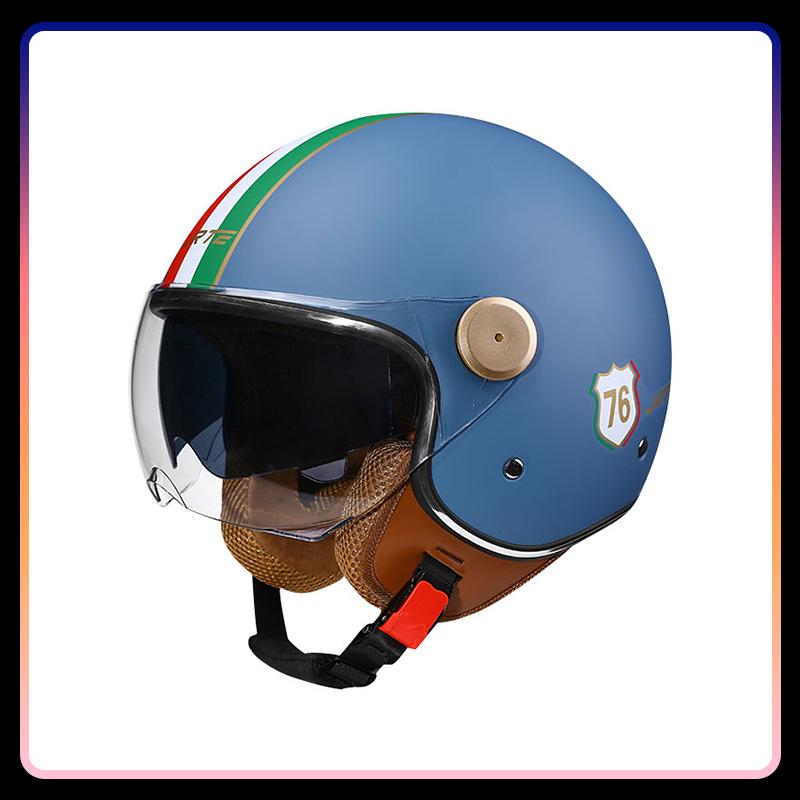 3/4 Open Face Helmet Daul Visor Retro Semi-open Helmets Men Women DOT ECE Double Lens Jet Helmets Motorcycle Accessories