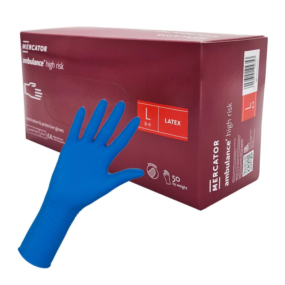 Latex Gloves Blue Mercator Ambulance High Risk 50 Pcs