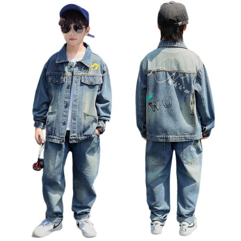 Stilvolles 2025 Jungen-Denim-Zweiteiler-Set für Frühling und Herbst