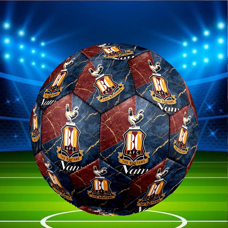 Custom Name Personalized Bradford City AFC Print Size 5 Soccer Ball Training & Match Football, for Team, Kicking, Gift for Football