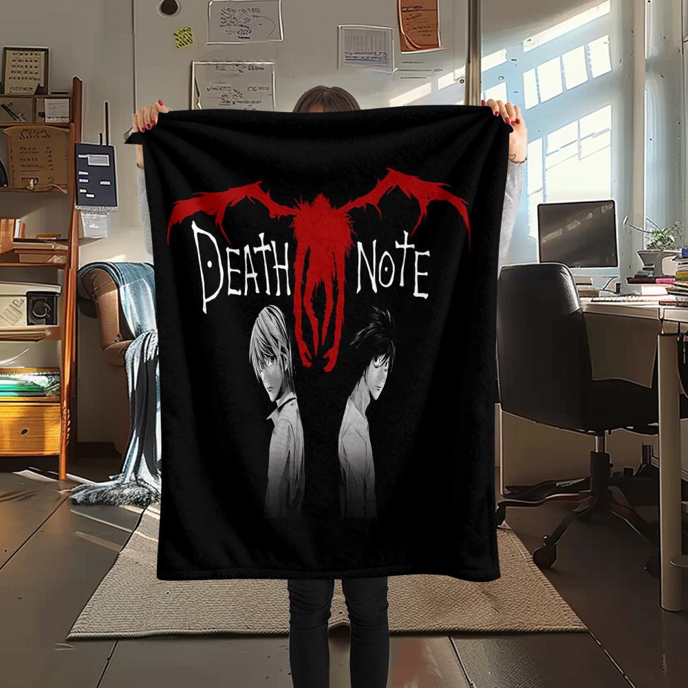 1PC Death Note Print Flannel Blanket, High Quality All Seasons, Home Decor, Warmth and Comfort, Perfect for Christmas Gifts