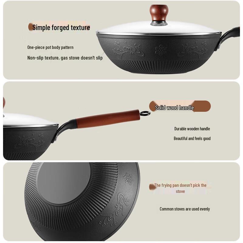 COOKER KING CC30CG 30cm Cast Iron Stir-Fry Wok