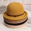 Hat Women's Spring and Autumn Summer Bow Curled Top Top Top Hat Sunscreen Versatile Basin Hat British Maruko Hat