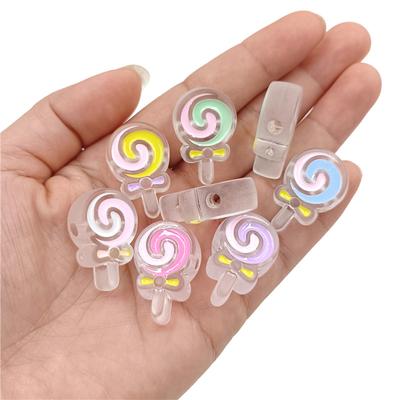 3 pezzi di perline acriliche trasparenti di cristallo imitazione di colore caramella a forma di lecca-lecca per la creazione di gioielli, orecchini, accessori fai da te