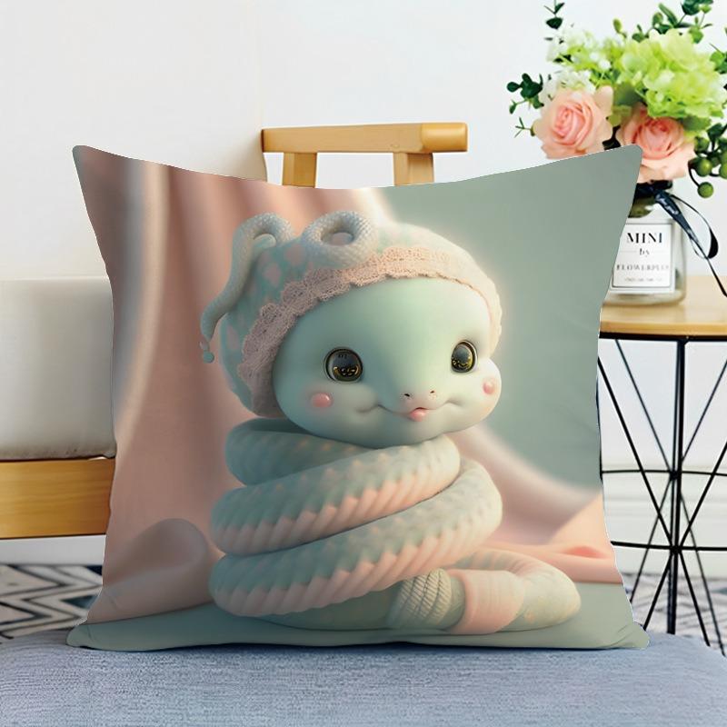 Cute Animal Print Decorative Pillowcase Bedroom Living Room Square Cushion Pillowcase