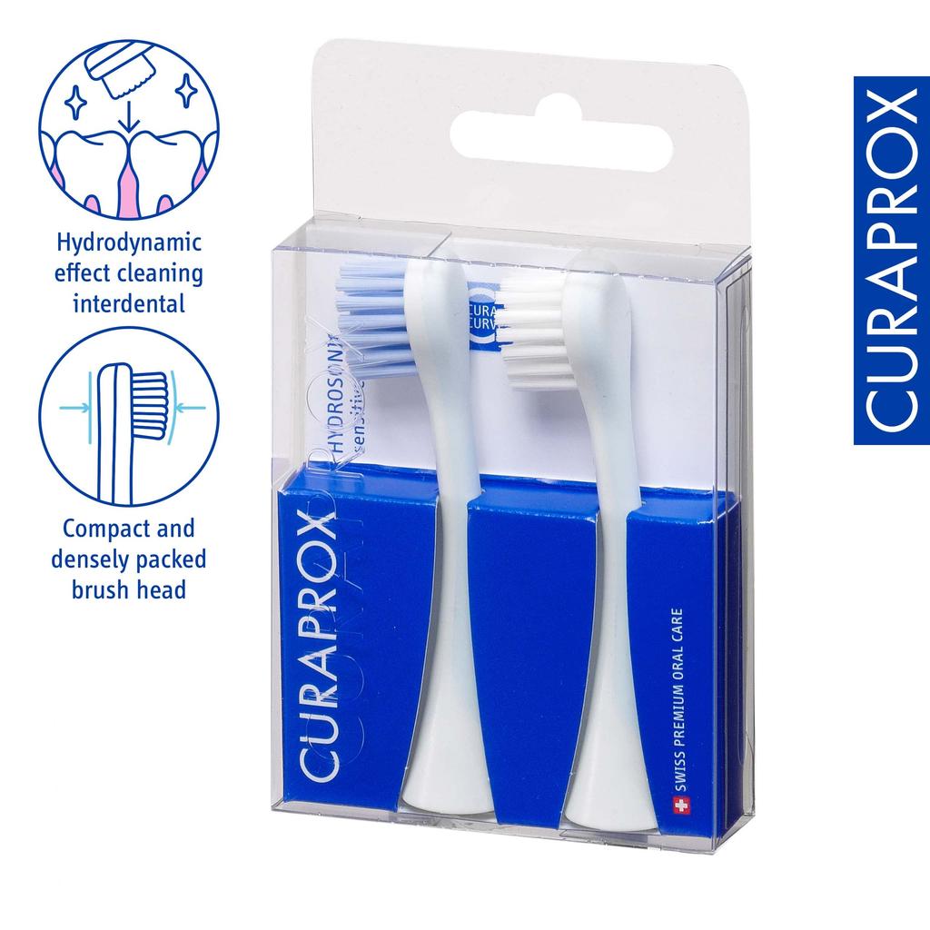 CURAPROX Sonic Electric Toothbrush HYDROSONIC EASY Replacement Brush SENSITIVE Set of (White, 2)