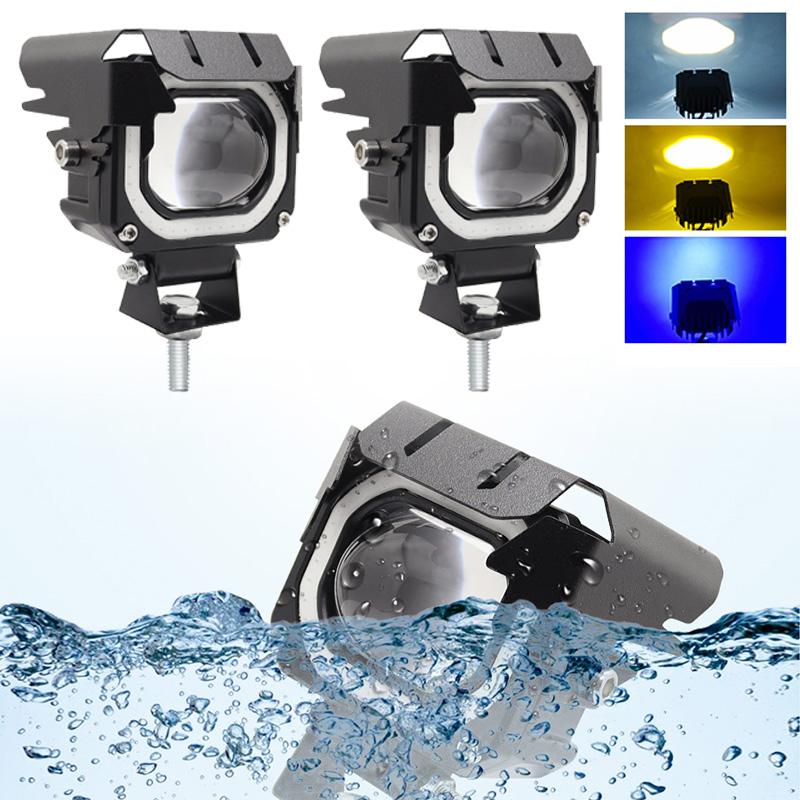 1/2pcs Motorcycle Driving LED Fog Lights 3 Modes Headlight Spotlight Universal Fit for Motorcycle Car Van Camper Pickup Off-road ATV UTV