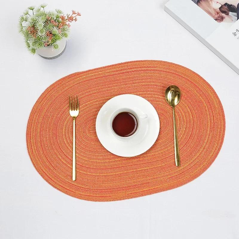 1pc Table Placemats Braided Placemats Dining Tables Natural Woven Oversized Place Mats Set Heat Resistant Pad Oval Table Mats