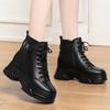 Thick-soled women's winter velvet thickened Martin boots lace-up side zipper small leather boots short tube comfortable