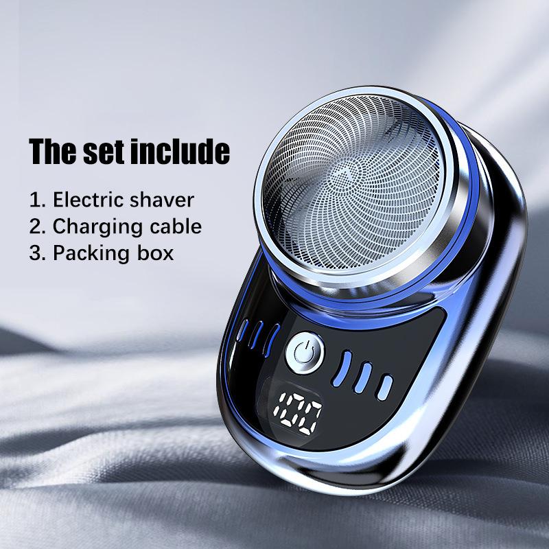 Mini Electric Shaver For Men Vehicle Mounted Shaver With Digital Display Washable Cordless Travel Pocket Face Beard Trimmer