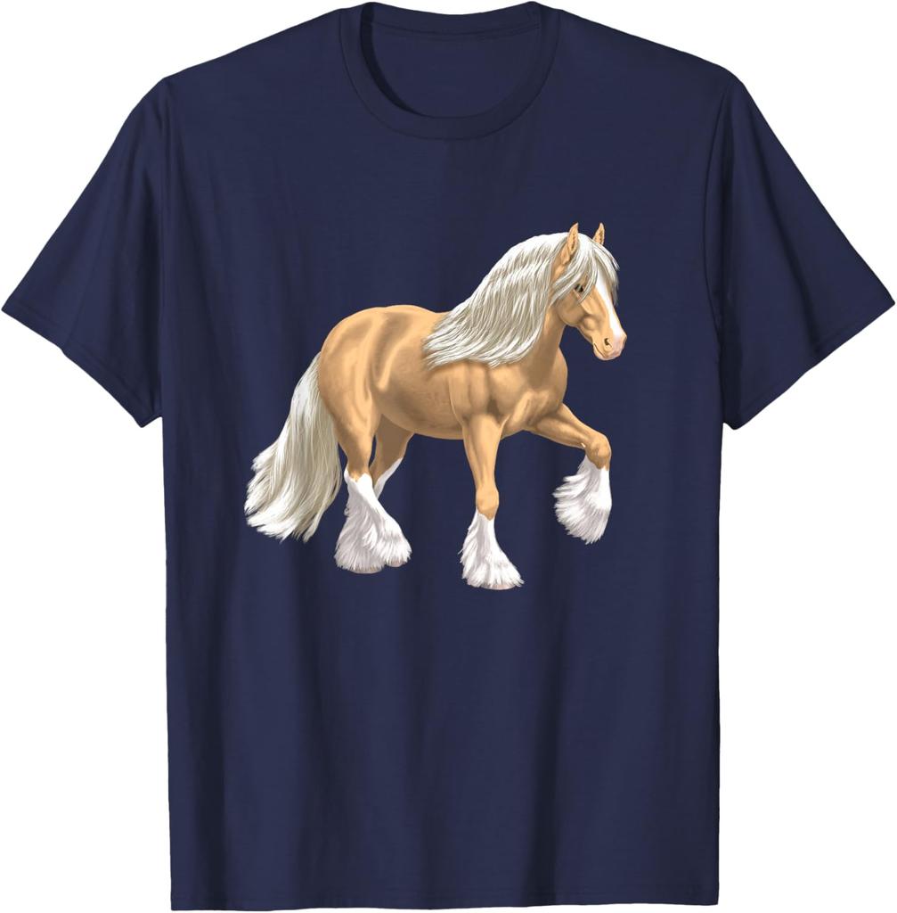 Cob Tinker Horse Graphic Print Round Neck Casual T-Shirt Breathable Lightweight Tee