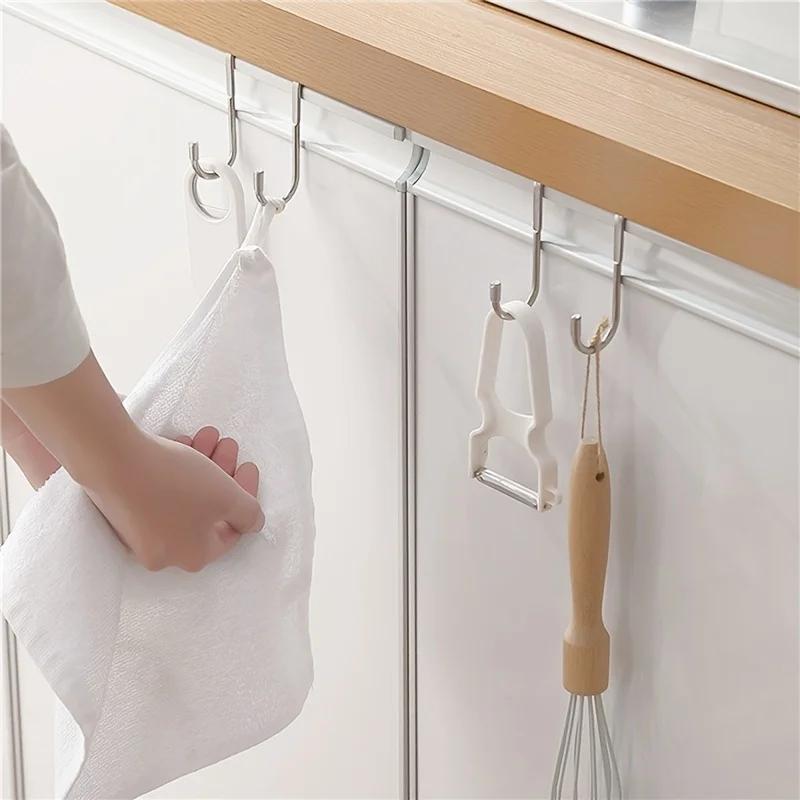 1/4/10pcs Heavy Duty Stainless Steel Over Door Drawer Cabinet Hooks Double S-Shaped Door Hooks for Towels Clothes Sundries Coat