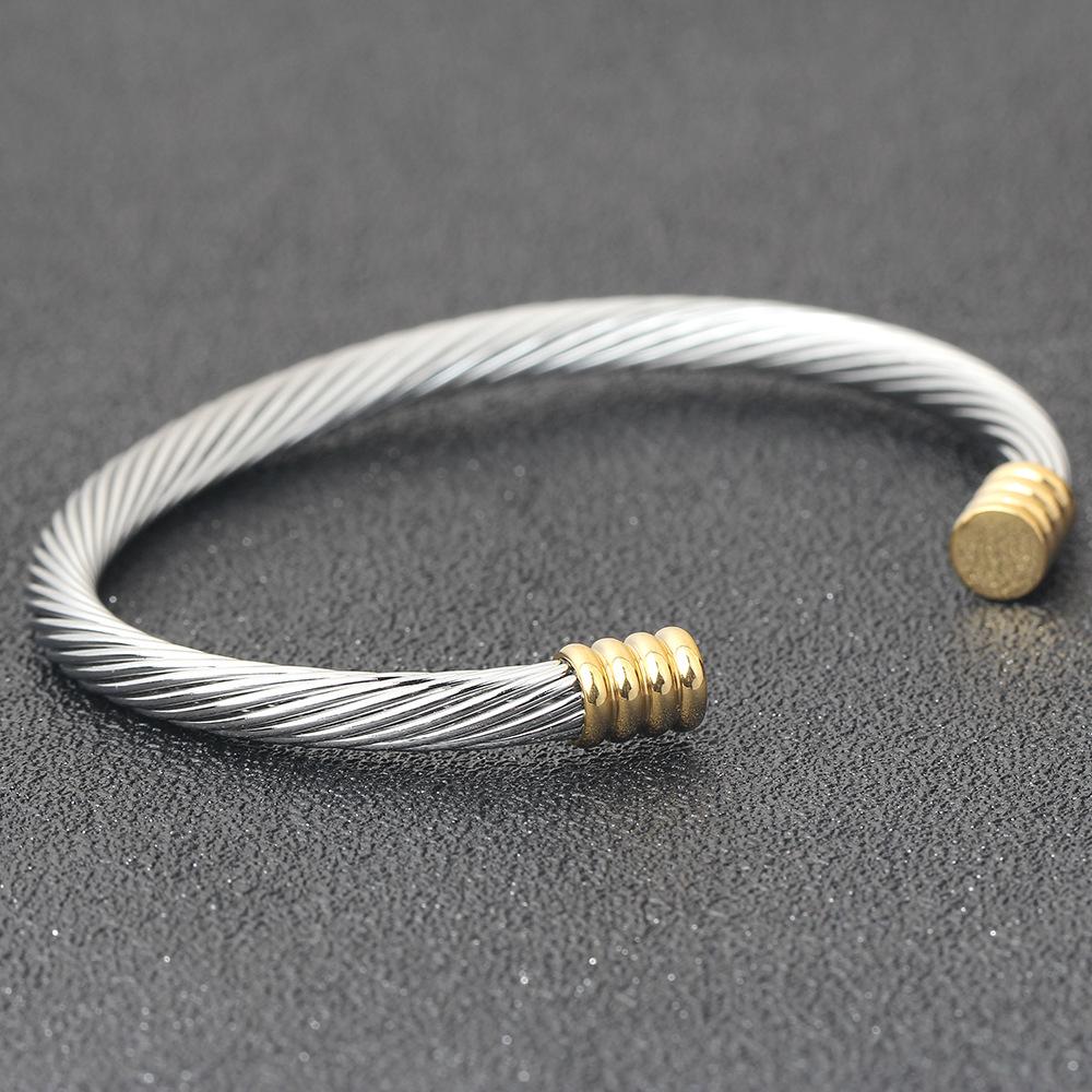Simple and Popular Braided Cable Fashion Two-Tone All-Match Bracelet Titanium Steel Bracelet