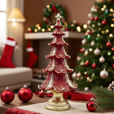 Christmas Tree Figurine Landscaping Xmas Statue Sculpture for Party Living Room Bedroom Office