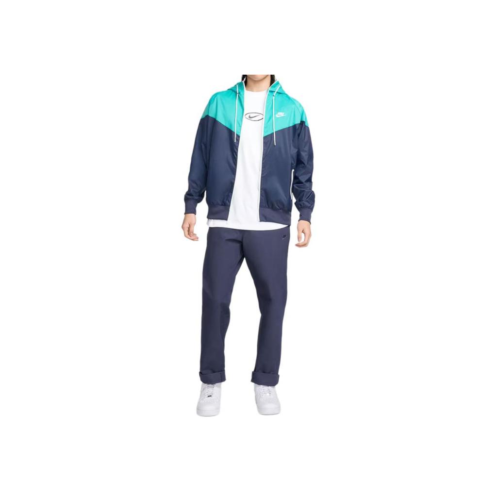 Nike Color Block Letter Print Hooded Zip-Up Loose Long Sleeve Jacket Men jackets Blue DA0002-411