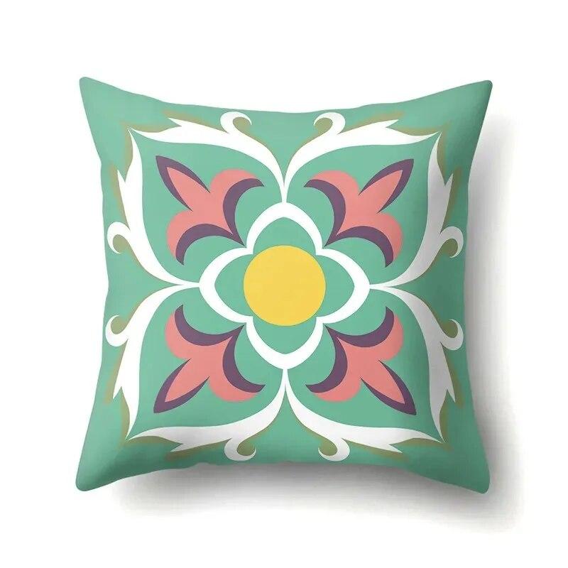 45x45cm Geometric Floral Print Pillowcase Office Chair Living Room Sofa Cushion Cover Bedroom Room Home Decoration