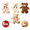 Adorable Silky Ribbon Teddy Bear Plush Toy For Girls Pp Cotton Stuffed Animal In Short Plush