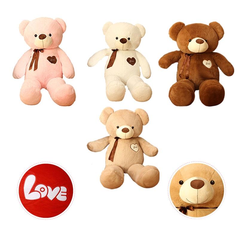 Adorable Silky Ribbon Teddy Bear Plush Toy For Girls Pp Cotton Stuffed Animal In Short Plush