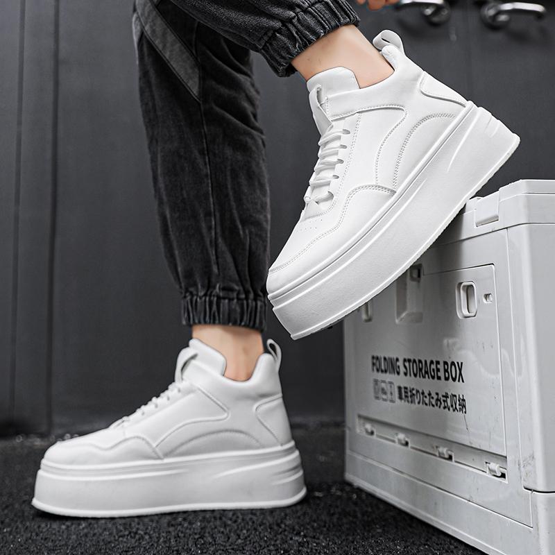 Street Platform White Sneakers Men High Top Men's Skateboard Shoes Fashion Casual Leather Chunky Sports Shoes Men Tenis Hombre