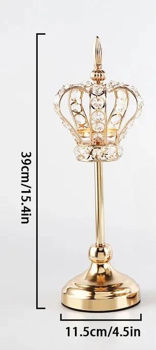 Hollow Out Crown Crystal Candlestick European Style Metal Candle Holders DIY Wedding Birthday Dinner Table Centerpiece Decor