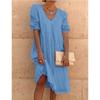 BITCED Fashion Summer Spring Solid Color Print Short Sleeve V-Neck Casual Dresses