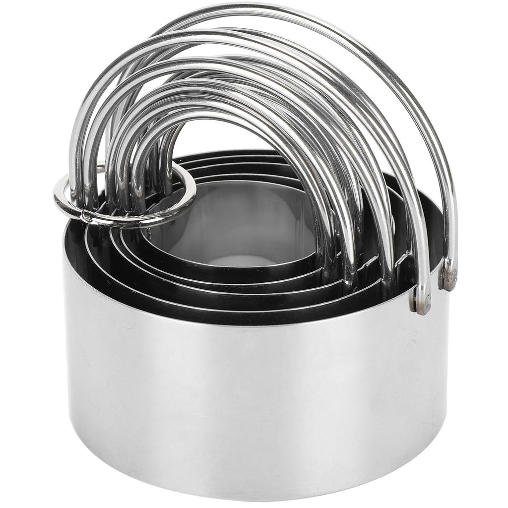 5PCS Set Biscuits Cutter Stainless Steel Round Cookies Cutter with Handle Baking Dough Tools