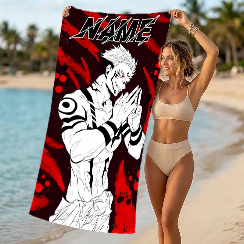 Customizable personalized beach towels Jujutsu Kaisen Sukuna and Tiger Staff themed designs.Suitable for the beach, yoga, sports;ideal as beach access