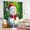 2 Stück, Vorhänge Niedlicher Schneemann Weihnachtsfeiertag (4) Moderne Zeitgenössische Vorhänge Polyester Einfach zu Installierende Vorhänge Dekorationen