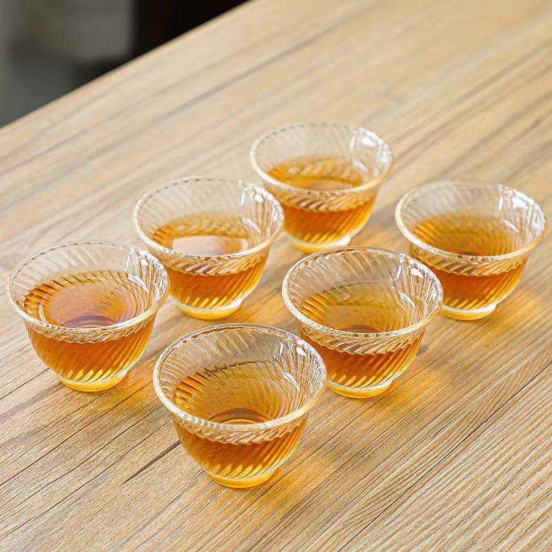 Vynikající skleněná květinová čajová sada 6 ks/sada Velkoobchod kávové šálky Krásné čajové hrnky Japonský hrnek Čajové šálky Porcelánová čínská miska