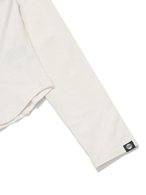 BBC EARTH W Cutout Crop Long T-Shirt_Ivory
