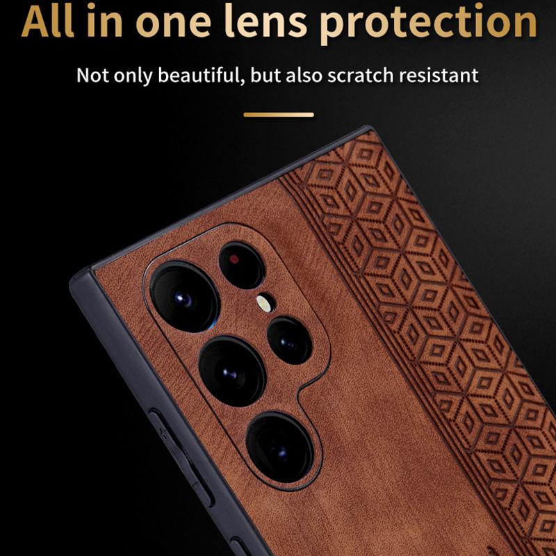 AZNS For Samsung Galaxy S24 Ultra Cell Phone Case Imprint PU Leather+TPU Drop-proof Cover