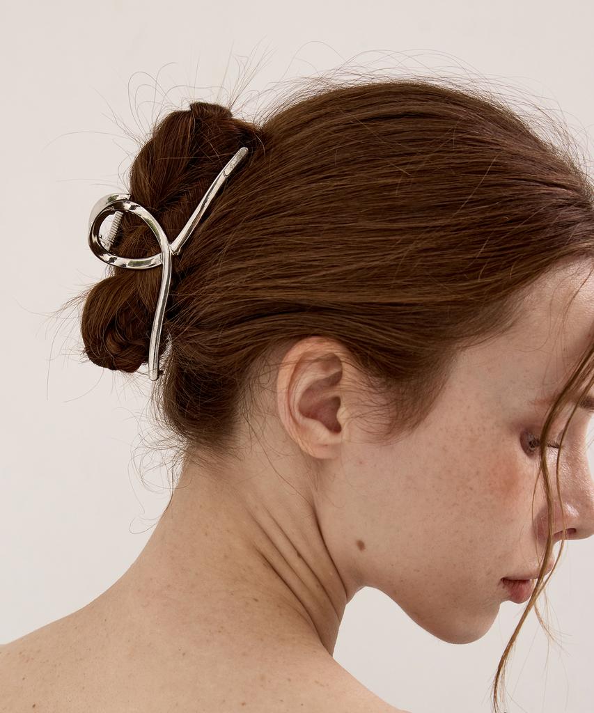 S'Secondo Simple Metal Twist Hair Clip_Metal Silver