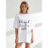 Black Oversized T-Shirt Blessed Auntie Heart Arrow Print Casual Wear For Women Family Gift Summer Outfit