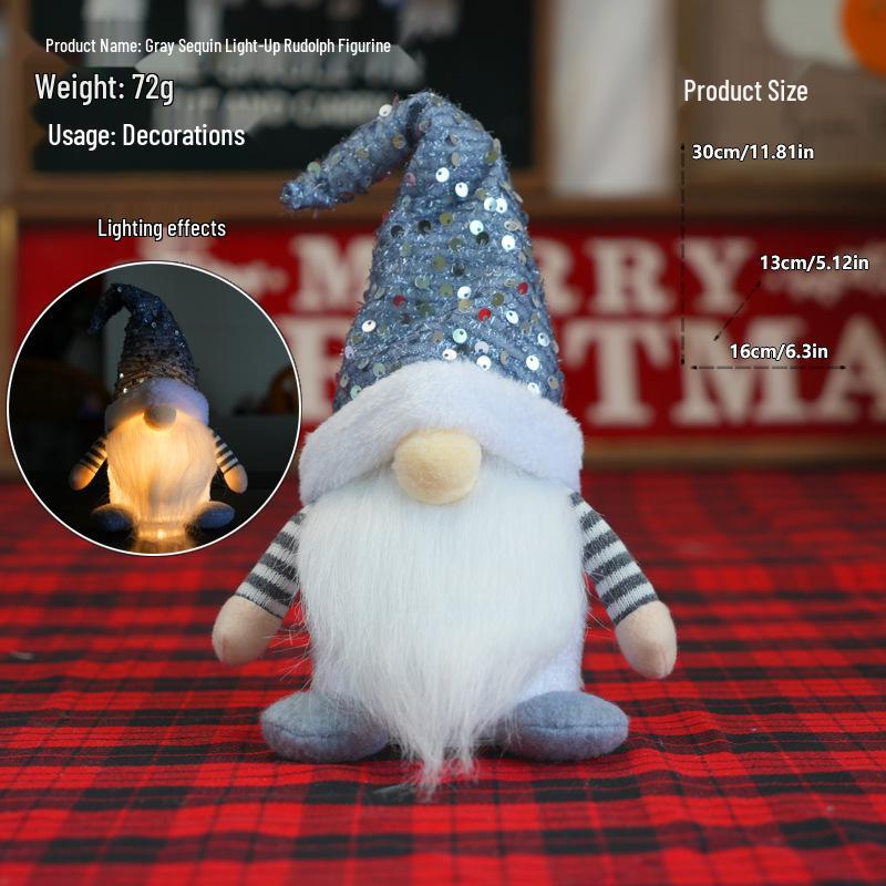 Svítící flitrový trpaslík a Rudolf vánoční ozdoby