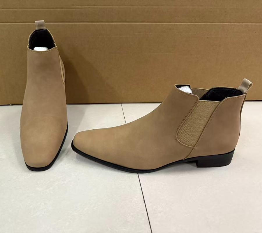 Men's Chelsea Boots Business Ankle Boots British Style Suede Leather Shoes Plus Size Slip On Shoes Fashion Pointed Toe Men Boots