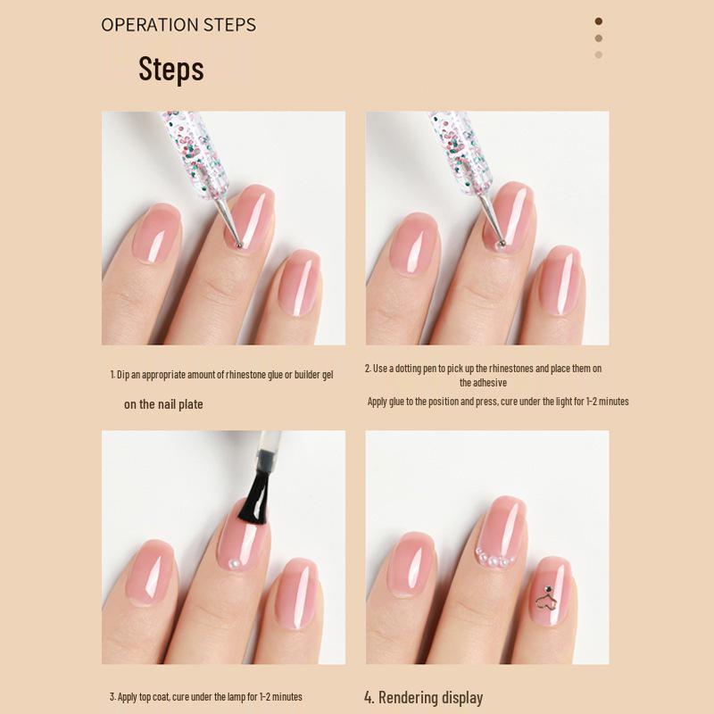 5-Piece Double-ended Nail Art Dotting Pen Set for Rhinestones, Flowers, Beads with Loose Powder, Sequins, and Flower Sticks