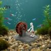 Fish Tank Ornament Waterwheel Skeleton Decoration for Tank, Spooky Skull Aquarium Underwater Decor Ornament, Landscaping Accessories