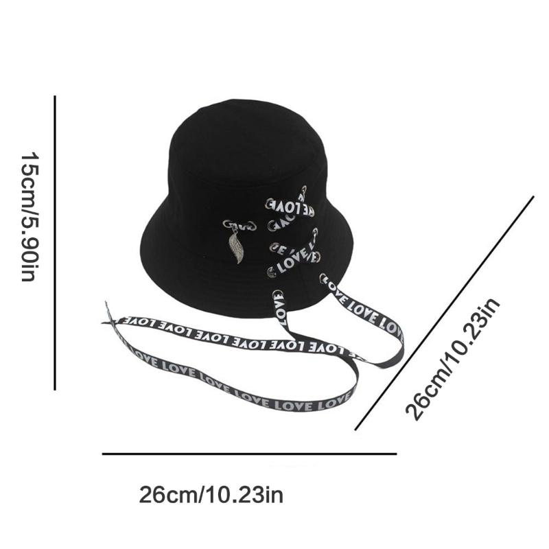 Stylish Ribbon Detail Bucket Hat Breathable Cotton Adjustable Outdoor Summer Fisherman Hat for Men Women and Teens