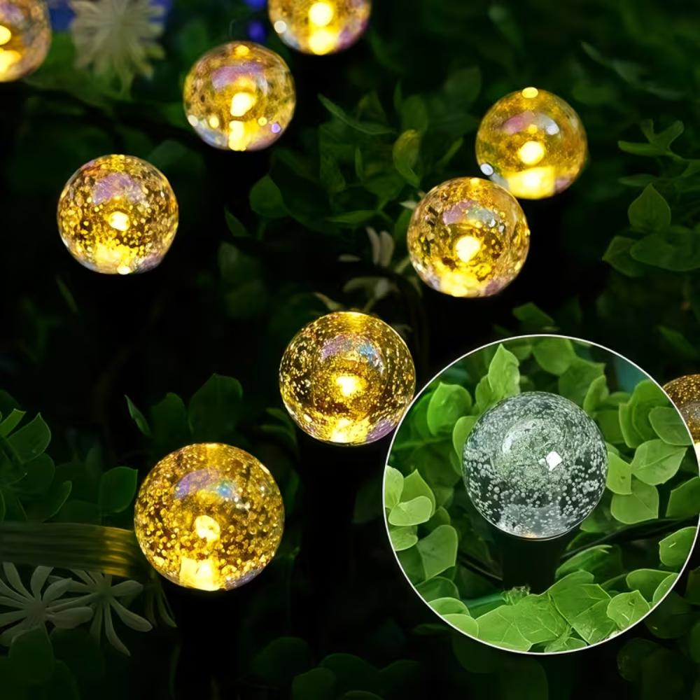 Solar Bubble Ball Lights 20/30LED Solar Crystal Ball String Lights 8 Mode Outdoor Garden Light for Holiday Party Christmas Decor