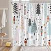 Christmas Nutcracker Shower Curtain, Christmas Tree Snowman Bathroom Curtain Decoration Set With Hook Fabric Christmas Gift