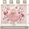 2D Glitter Pink 60th Birthday Backdrop for Women Celebration