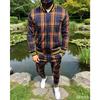 Men Set Tracksuit 3D Plaid Sports Gentlemen Set Jacket Street Fashion Trend Fashion Zipper Sportswear Suit