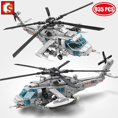 SEMBO SWAT Police Technical Armed Helicopter Building Blocks Model Military STEM Kit WW2 Aircraft Bricks DIY Toys For Boys Adult