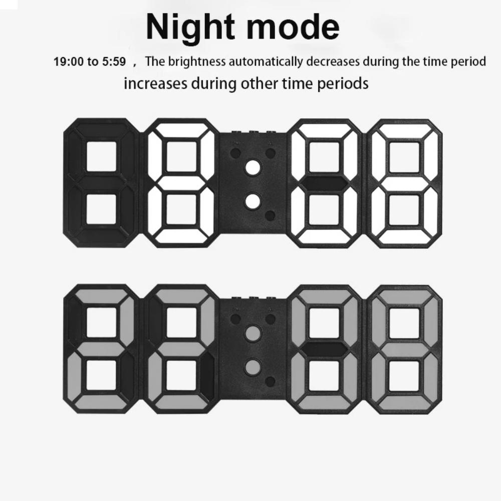 3D LED Digital Clock Simple and Stylish LED 3 Alarms Electronic USB Table Clock Time Temperature Wall Clock for Living Room