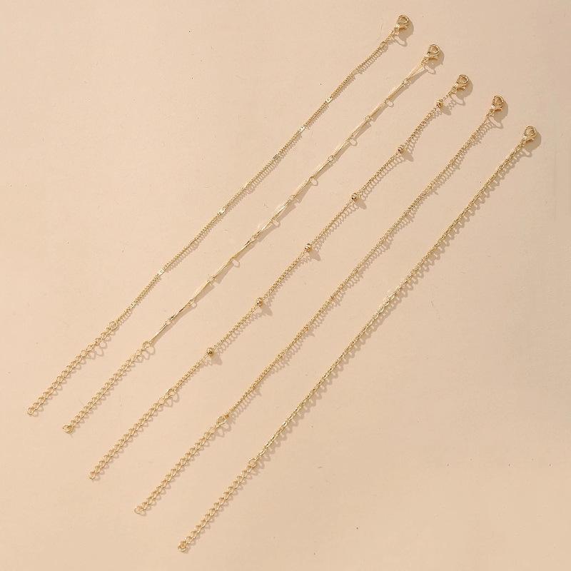 Fashion Multi-layer Anklet, Geometric Five-piece Personalized Versatile Anklet, Foot Decoration