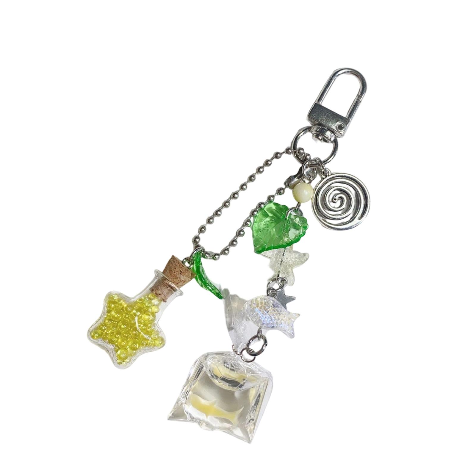 

Sentimental Star Wishes Bottle And Fish Acrylic Keychain Ideal For Commuters Lightweight Keepsakes Accessory жёлтый