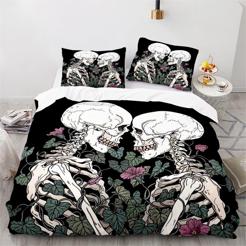 Skull Series 3D Digital Printing Three-Piece Bedding Kit Bed Sheet Quilt Cover