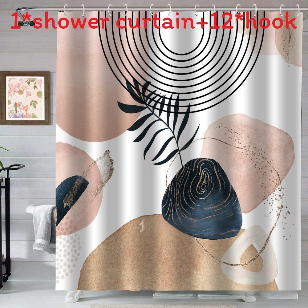 Boho Style Watercolor Polyester Shower Curtain Waterproof Fabric For Bathroom Decor And Privacy Divider