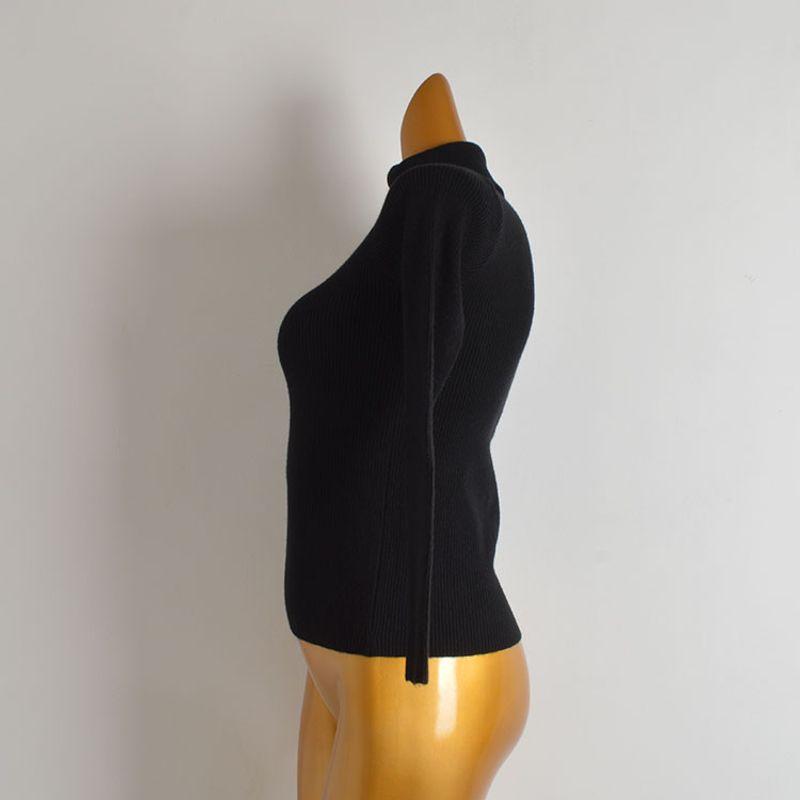Fall and Winter New Arrival Zipper Turtleneck Pullover Long Sleeve Knitwear Women's Clothing Silm Slimming Inner Short Bottoming Shirt Tops